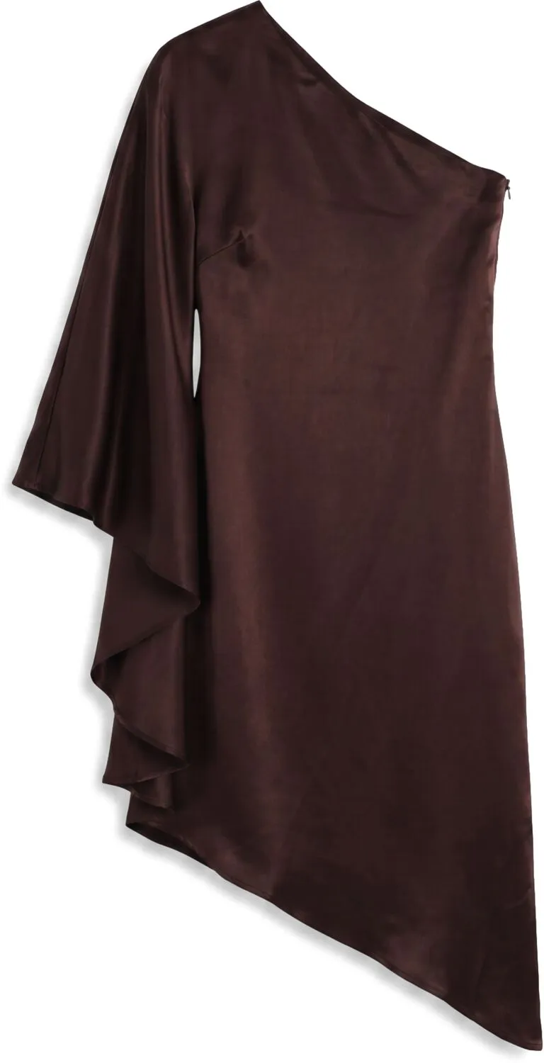 My Essential Wardrobe Dames Jurken Mwestelle Asymmetric Dress - Bruin, foto 2