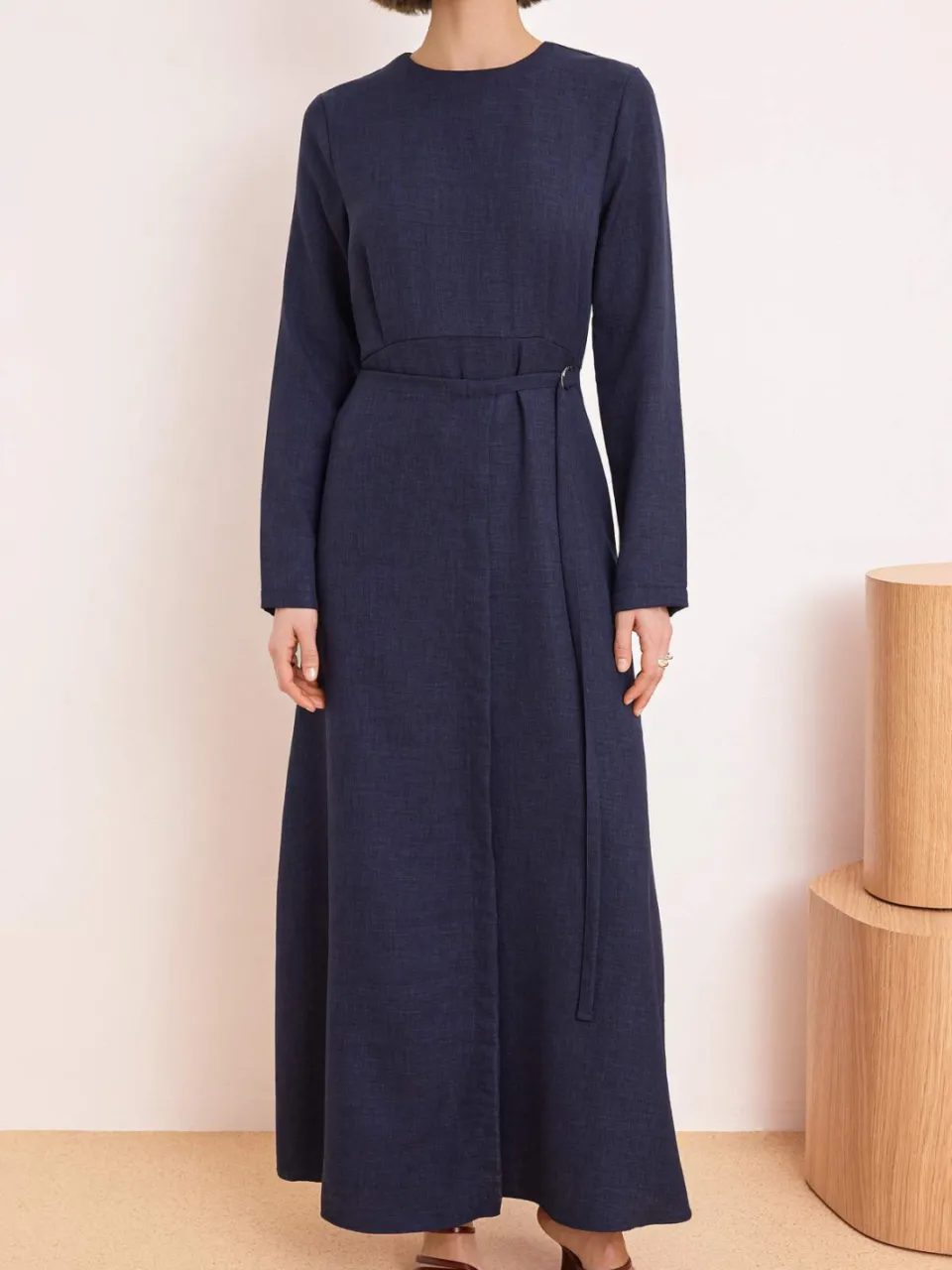 Turkishsouq Marineblauwe platte maxi-jurk voor dames met hijab, foto 2