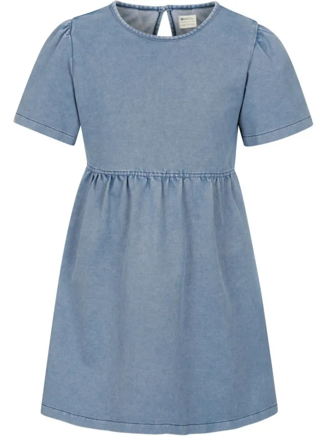 Mountain Warehouse Meisjes Elodie Effen Chambray Midi-jurk (Blauw)
