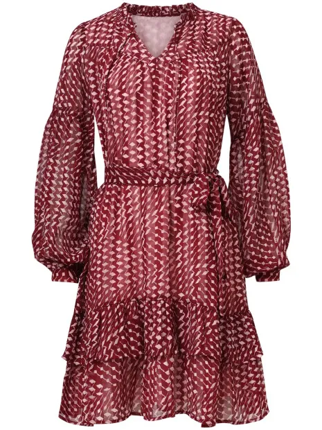 Smashed Lemon geometrische jurk bordeaux