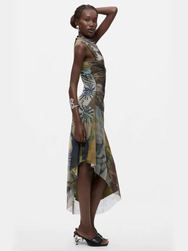 Desigual asymmetrische jurk met print - meerkleurig Multi