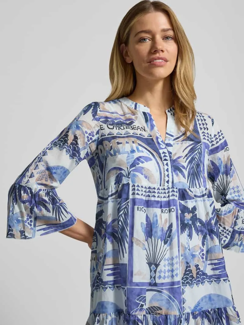 Emily Van den Bergh Tunikajurk in allover-look met V-hals bleu, foto 5