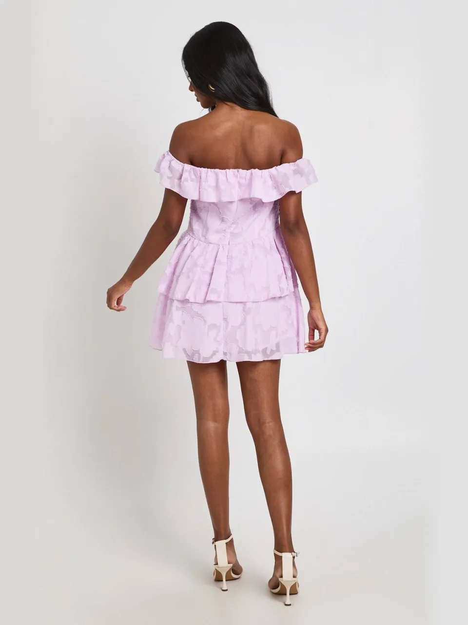boohoo Dames Getextureerde Bloemen Bardot Mini Jurk lila, foto 2