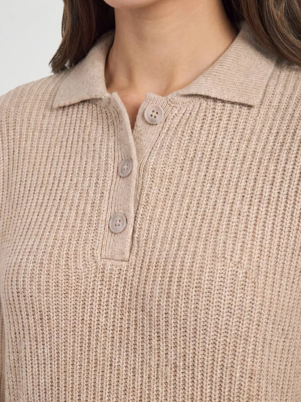 boohoo Dames Oversized Gebreide Mini-jurk Met Kraagdetail In Rugbystijl steen, foto 3