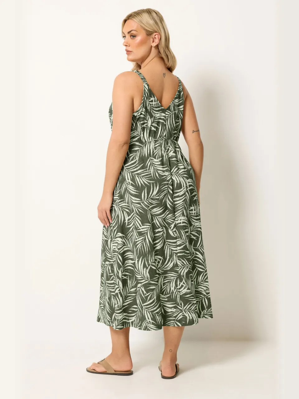 Yours Kaki Groene Keyhole Midijurk, foto 3