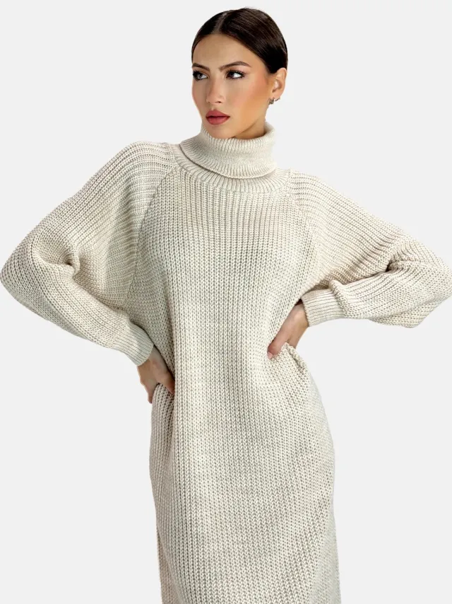 Elara Gebreide jurk Beige