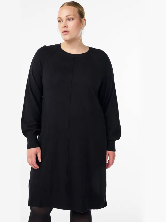 Zizzi Plus Size gebreide jurk - zwart