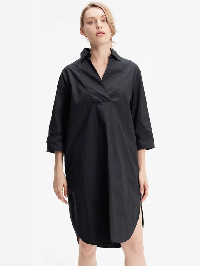 S&J Weekends Minimalistisch katoenen shirtjurk Zwart