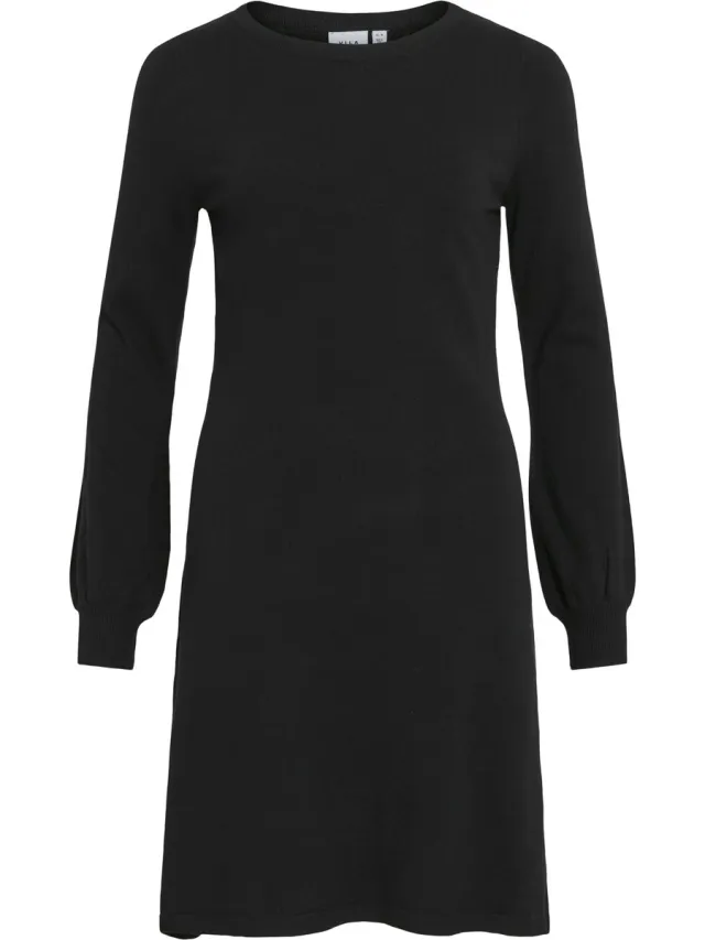 Vila VIKALIA L/S BOATNECK KNIT DRESS RP1/KA - Dames - Mini jurken zwart