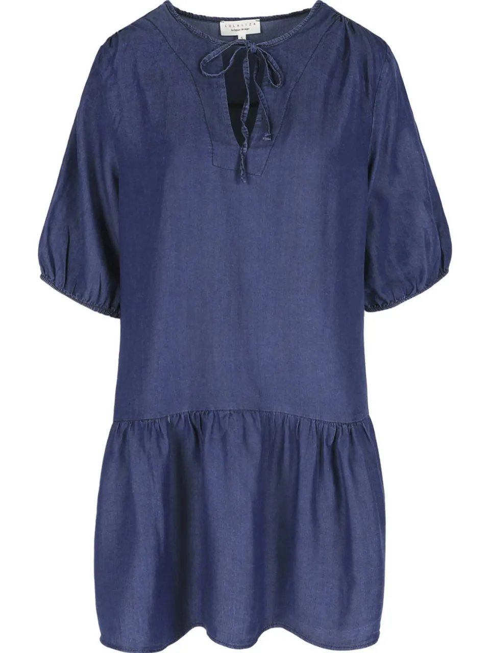 LOLALIZA korte jurk met ruches - donkerblauw, foto 2