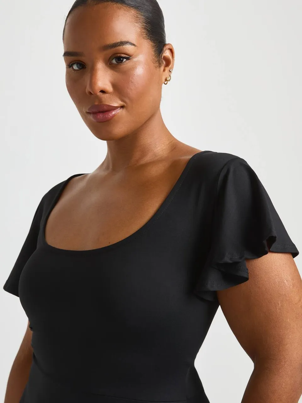 boohoo Dames Plus Super Zachte Vlottende Mouwjes Skater Jurk zwart, foto 4