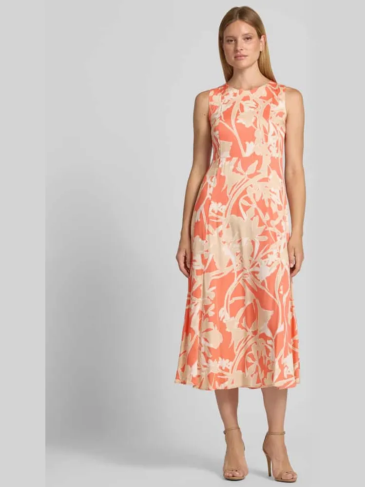 Milano Italy Midijurk van viscose met ronde hals Oranje