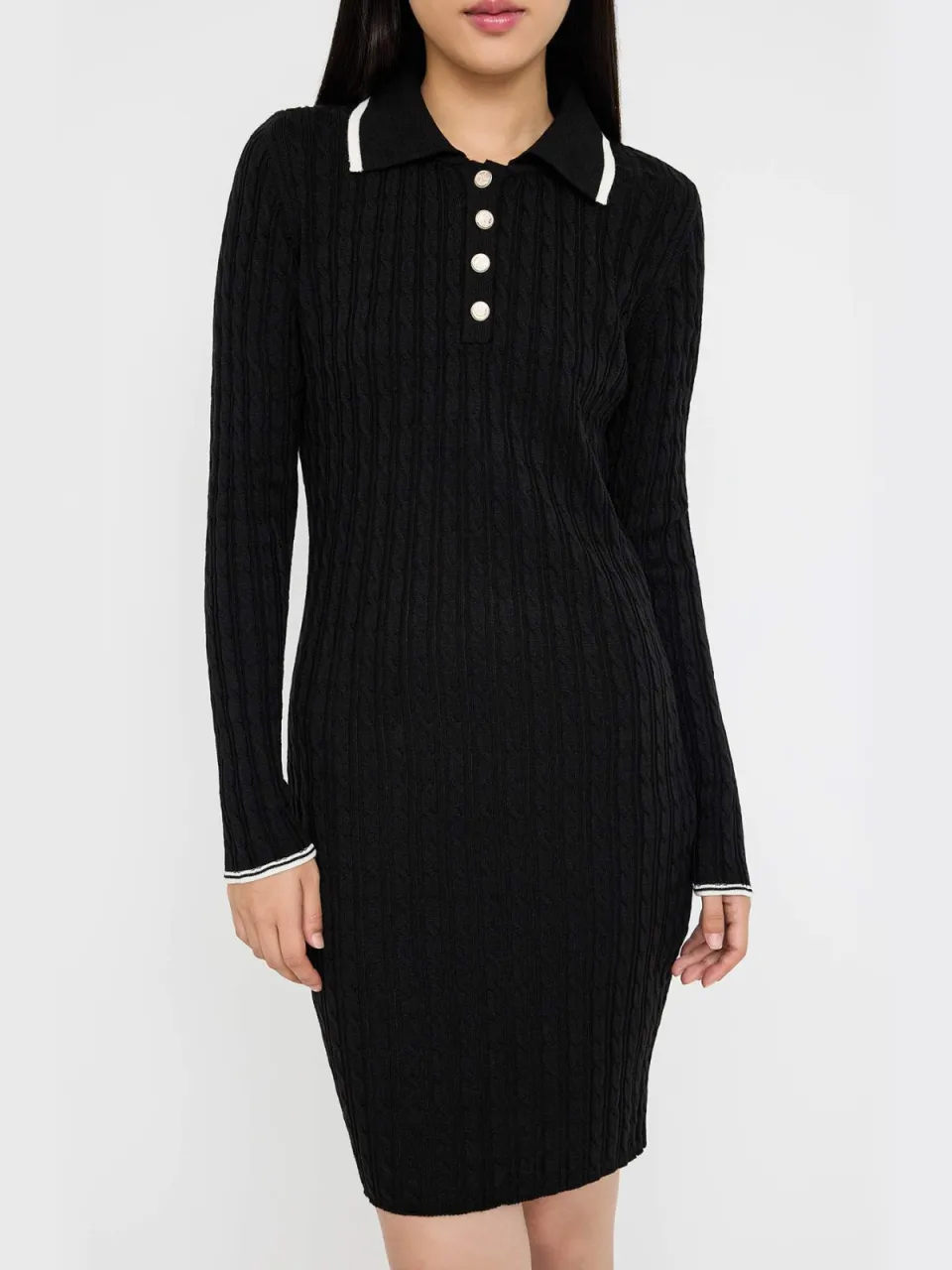Trendyol TRENDYOLMİLLA Dames Zwart Colorblock Kort / Mini Lang Casual Bodycon Jurken, foto 2