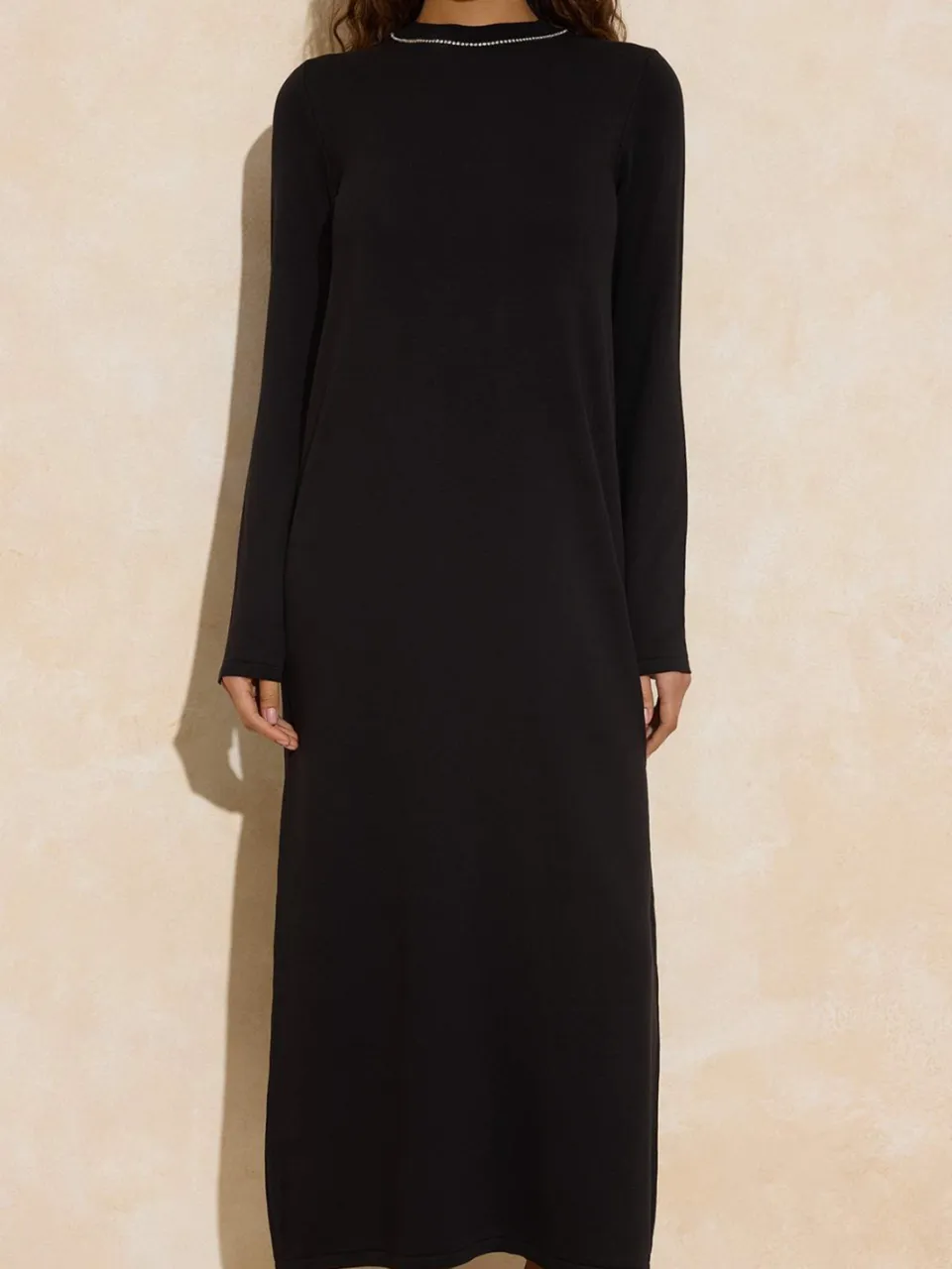 Turkishsouq Dames maxi-jurk, plat model, lang, casual/dagelijks, A-lijn model, geschikt voor hijab zwart, foto 2