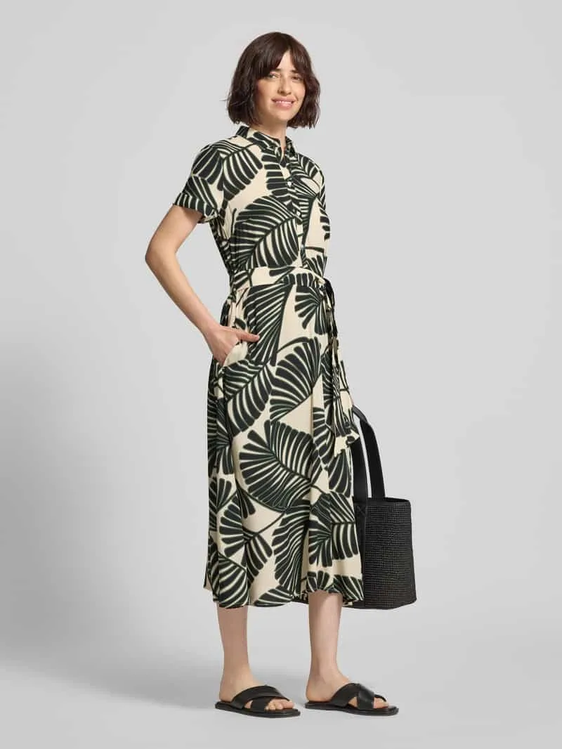 Christian Berg Woman Selection Overhemdjurk van viscose met strikceintuur zand, foto 4