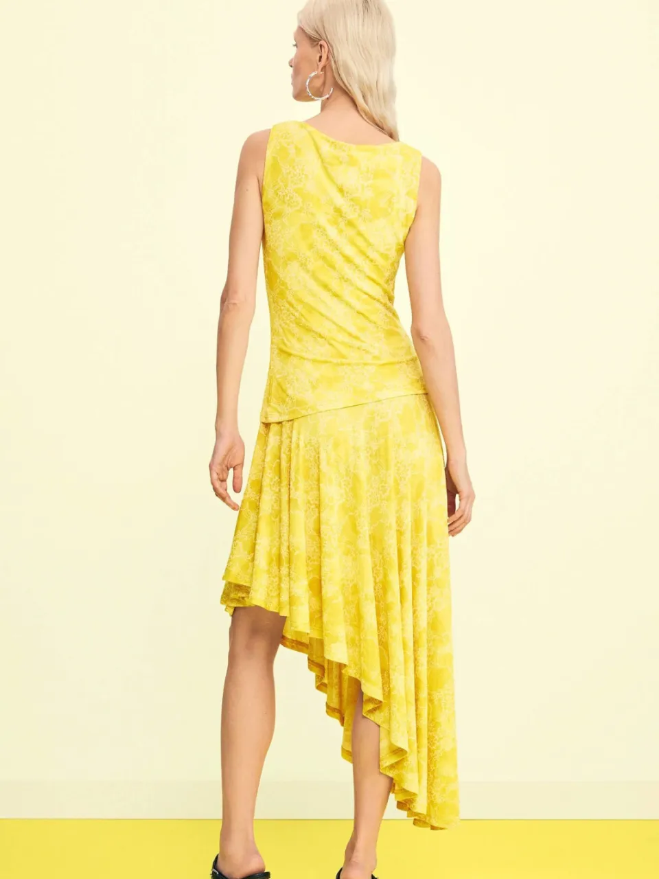 Desigual midi jurk geel, foto 3