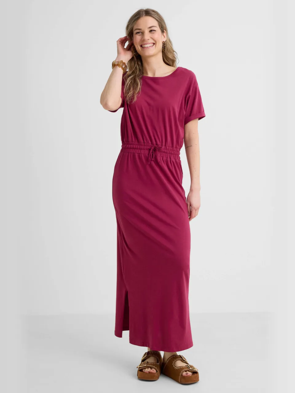 Anytime maxi jurk fuchsia