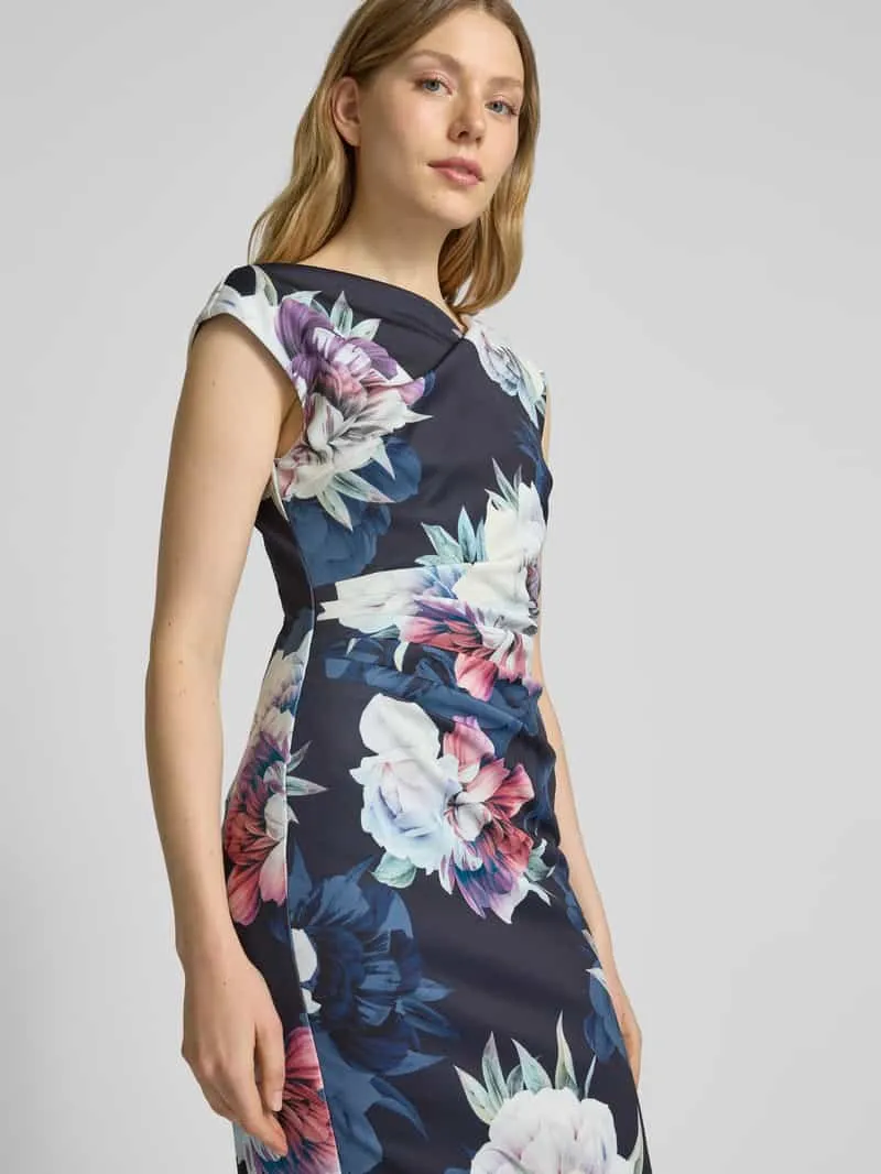 Swing Cocktailjurk met bloemenmotief marineblauw, foto 5