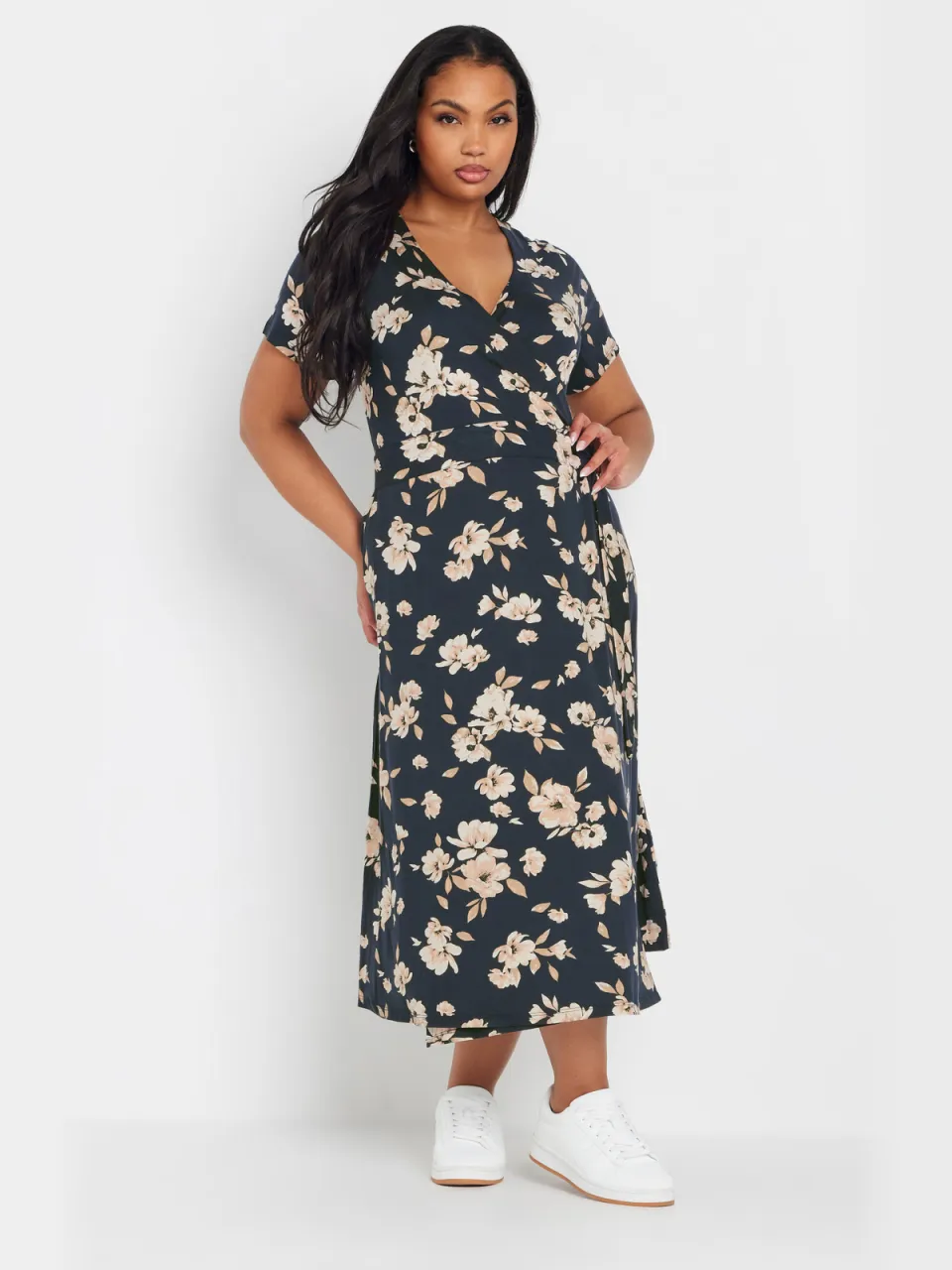Yours Midijurk Met Bloemenmotief En Gespdetail In Donkerblauw-56 blauw, foto 2