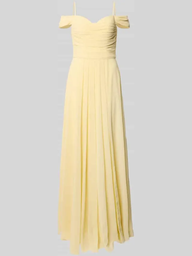 Mascara Maxi-jurk in off-shoulder-look met loopsplit lichtgeel, foto 2