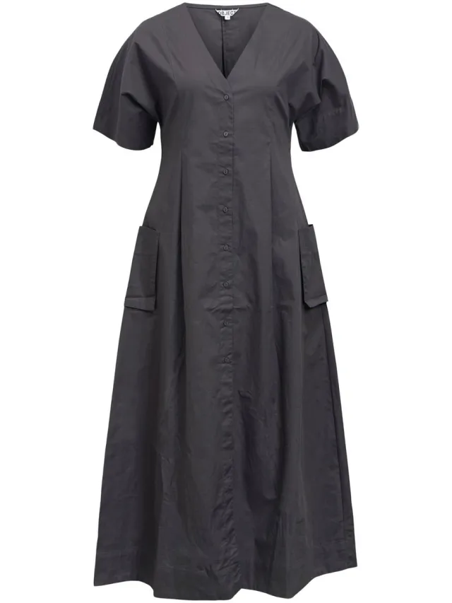 OBJECT COLLECTORS ITEM Object Maxi jurk Borstzak Gunmetal1