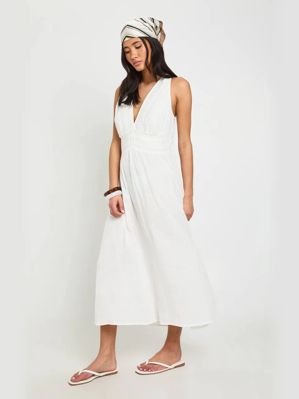 boohoo Dames Midaxijurk Met Structuur En Kanten Afwerking ivoor, foto 3
