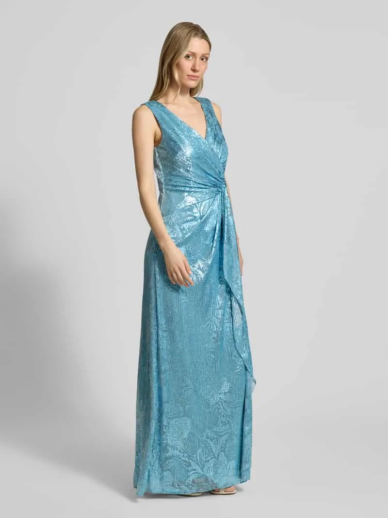 Adrianna Papell Avondjurk met knoopdetail en V-hals bleu, foto 2