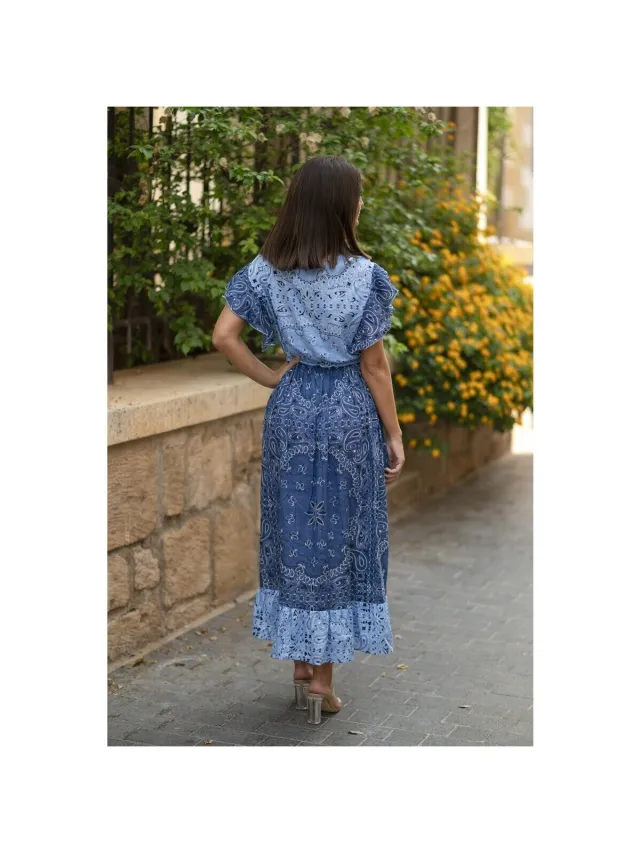Isla Bonita By Sigris Lange Jurk Isla Bonita By Sigris Lange Midi-Jurk Blauw