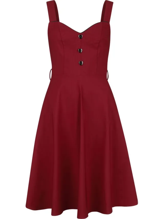 Voodoo Vixen Heart Nuckle Flare Dames Midi-jurk - rood