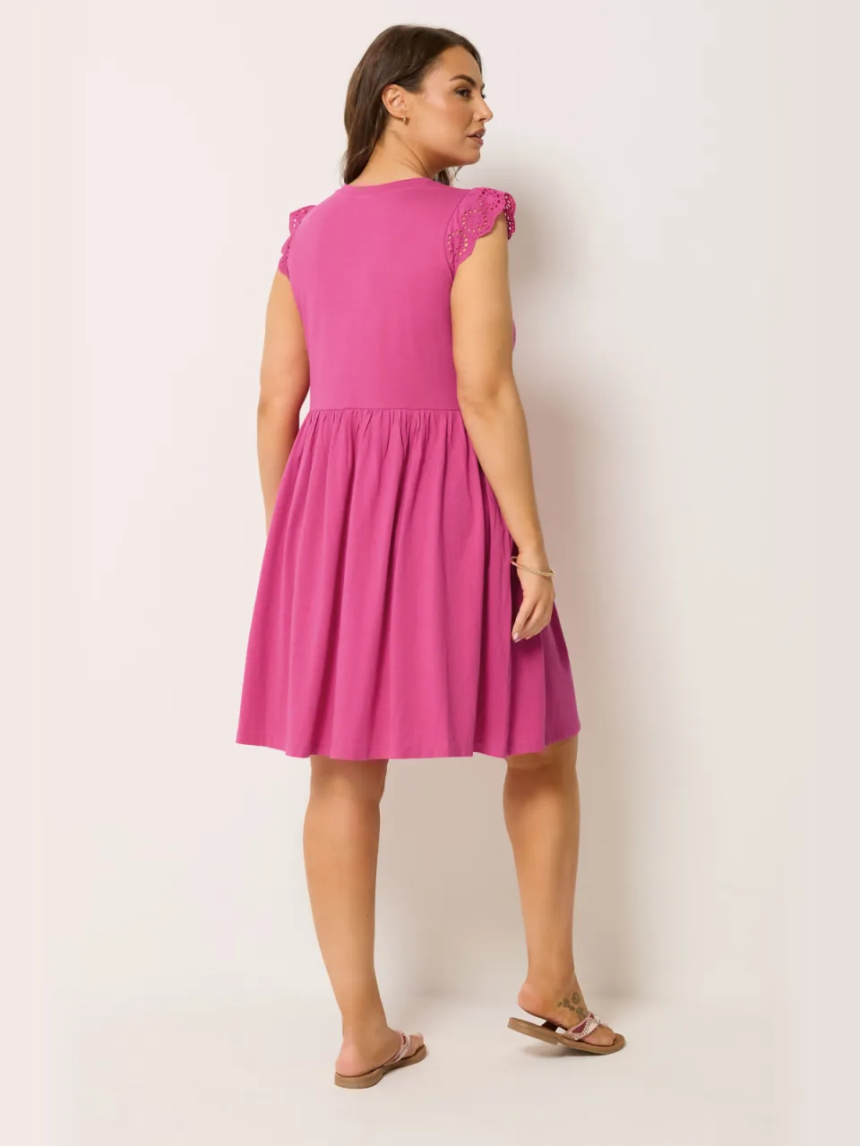 Yours Roze Jurk Met Broderie Anglaise Peplum-56, foto 2
