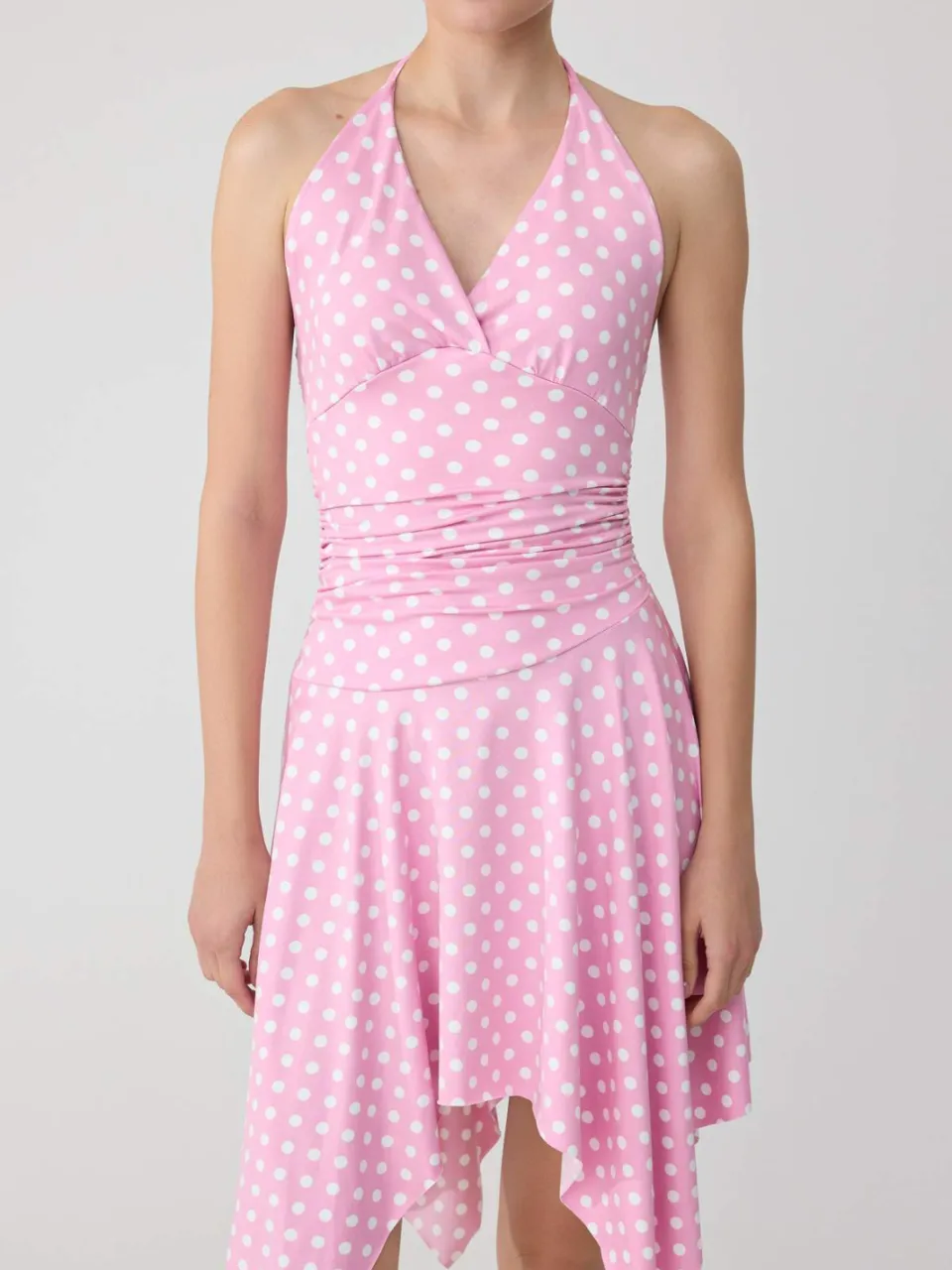 Trendyol TRENDYOLMİLLA Dames Roze Stippen Kort / Mini Mouwloos Asymmetrisch Jurken, foto 2