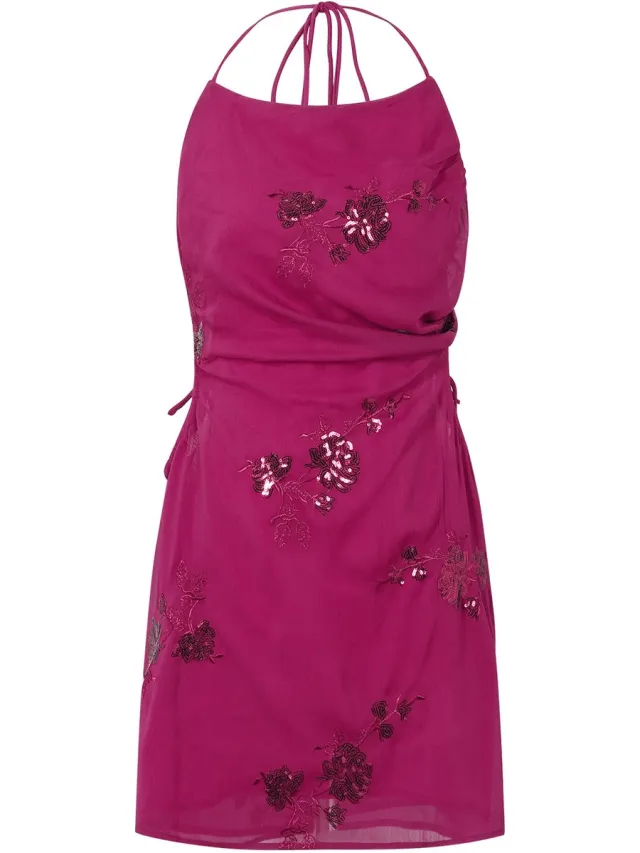 Gimme Embroidery Summer Dress – Luchtige Jurk met Borduursels – Romantisch Accent voor Zonnige Dagen - Fuchsia
