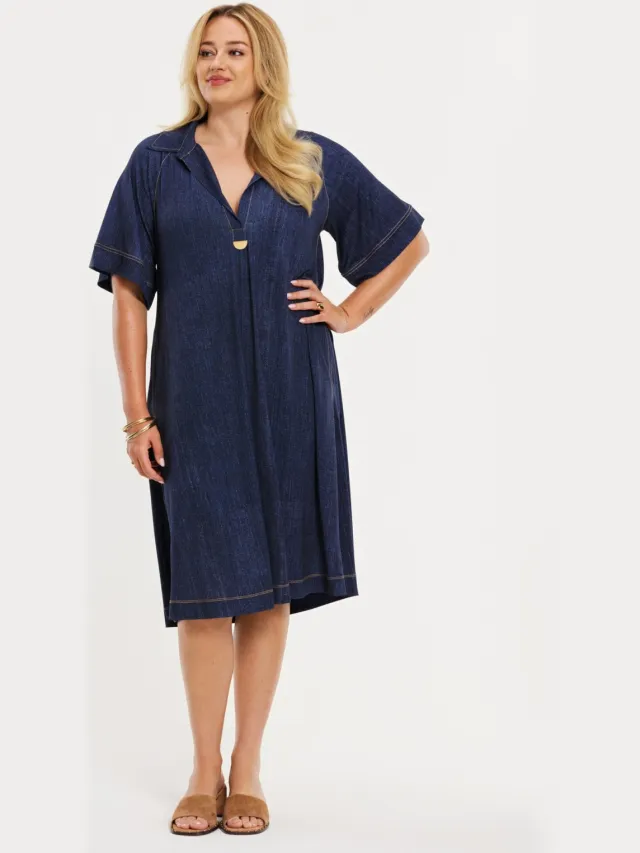 Yoek Polo-jurk DENIM | Blauw