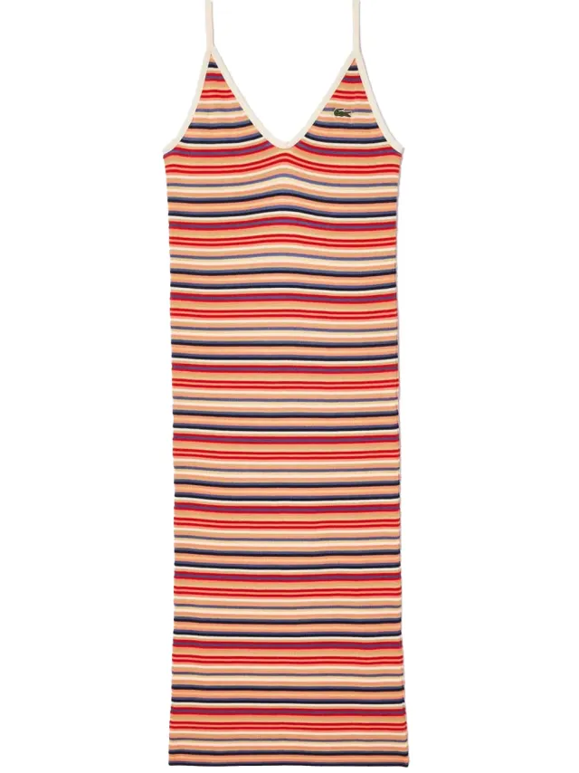 Lacoste Dames/Dames Gestreepte Katoenmix Lange Maxi Jurk (Veelkleurig) Groen