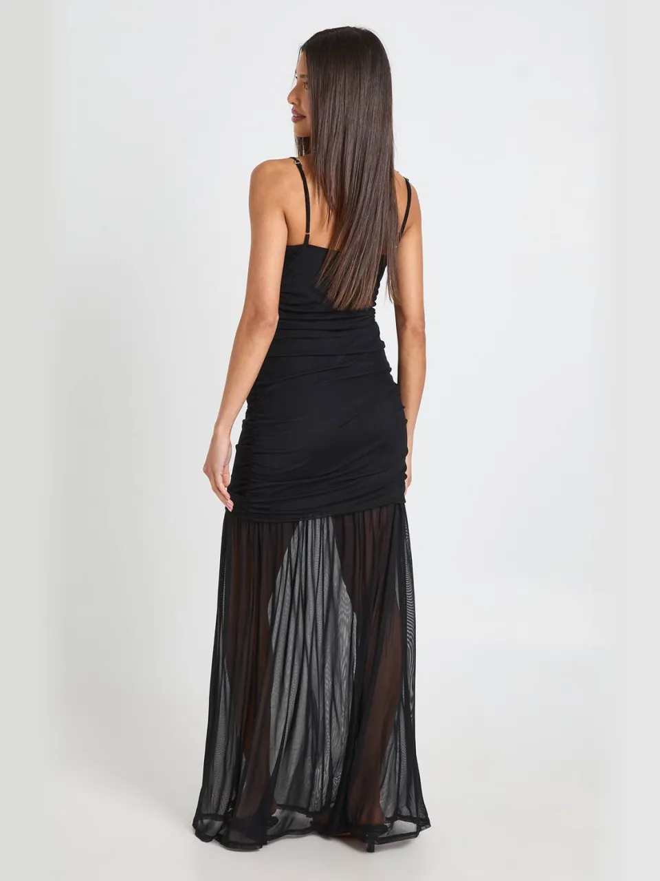 boohoo Dames Mesh Cami Vloerlange Maxi Jurk zwart, foto 2