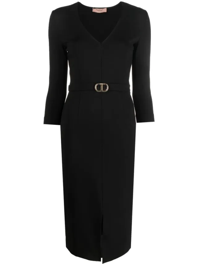 Twin Set Twinset • zwarte jurk met logo • maat 34 (IT40).