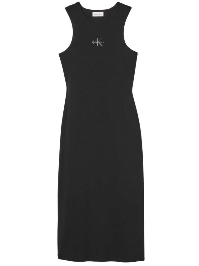 Calvin Klein Dames/Dames Katoenen Midi Bodycon Jurk (Zwart)