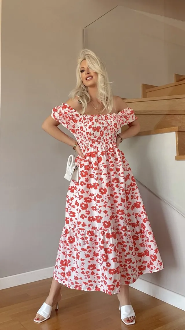 sirmaza Witte zomerjurk met bloemen/SIRMAZA