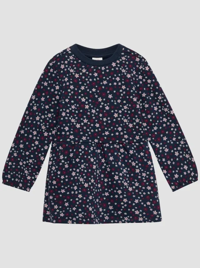S.Oliver female - Jurk van thermische fleece met patroon navy