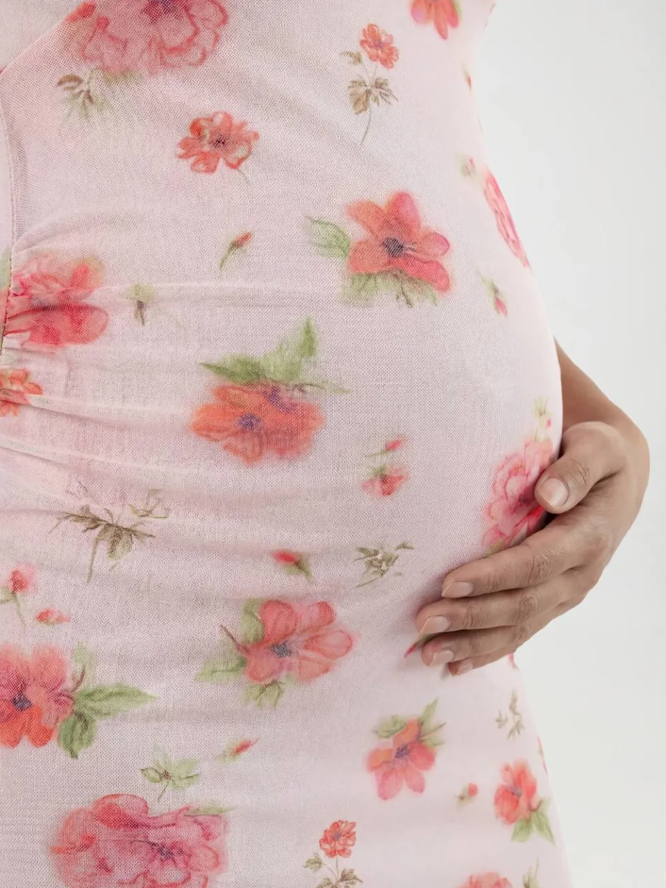 boohoo Dames Zwangerschaps Mesh Ditsy Midaxi Jurk baby roze, foto 3