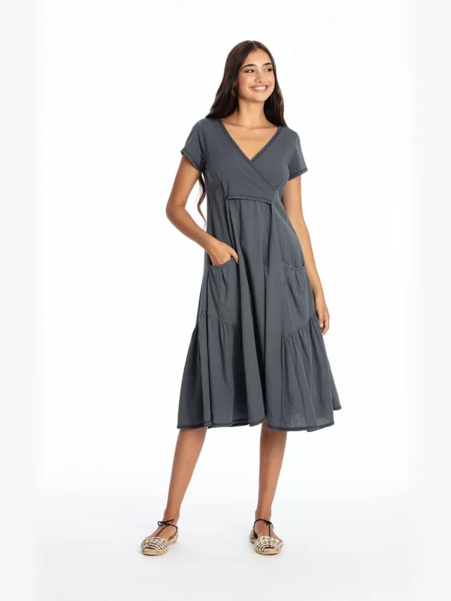 RAVENS VIEW IBIZA dames vegan Jurk Paola Lavablauw Donkerblauw