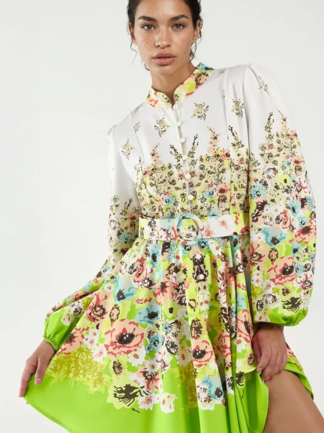 MSN Collection Gedrukte Minimode met V-hals Groen