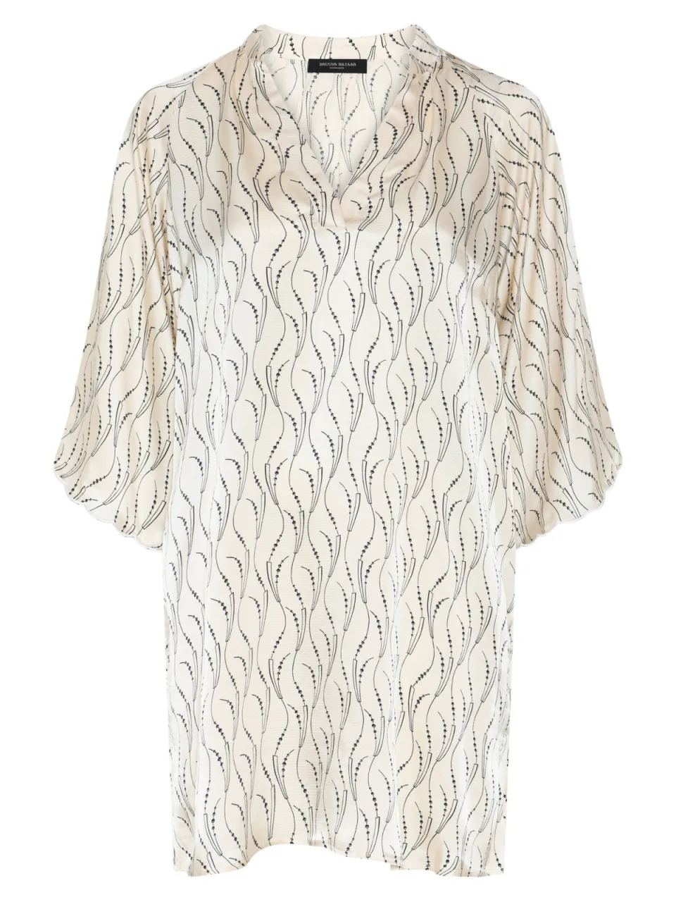 Bruuns Bazaar viscose korte jurk met print - ecru, foto 2