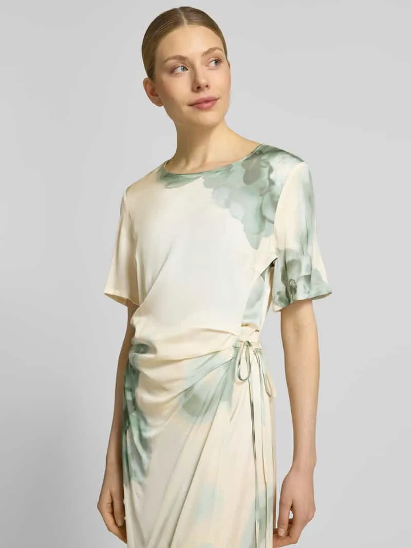 MbyM Maxi-jurk in wikkellook met vetersluiting model 'Kylar' beige, foto 5