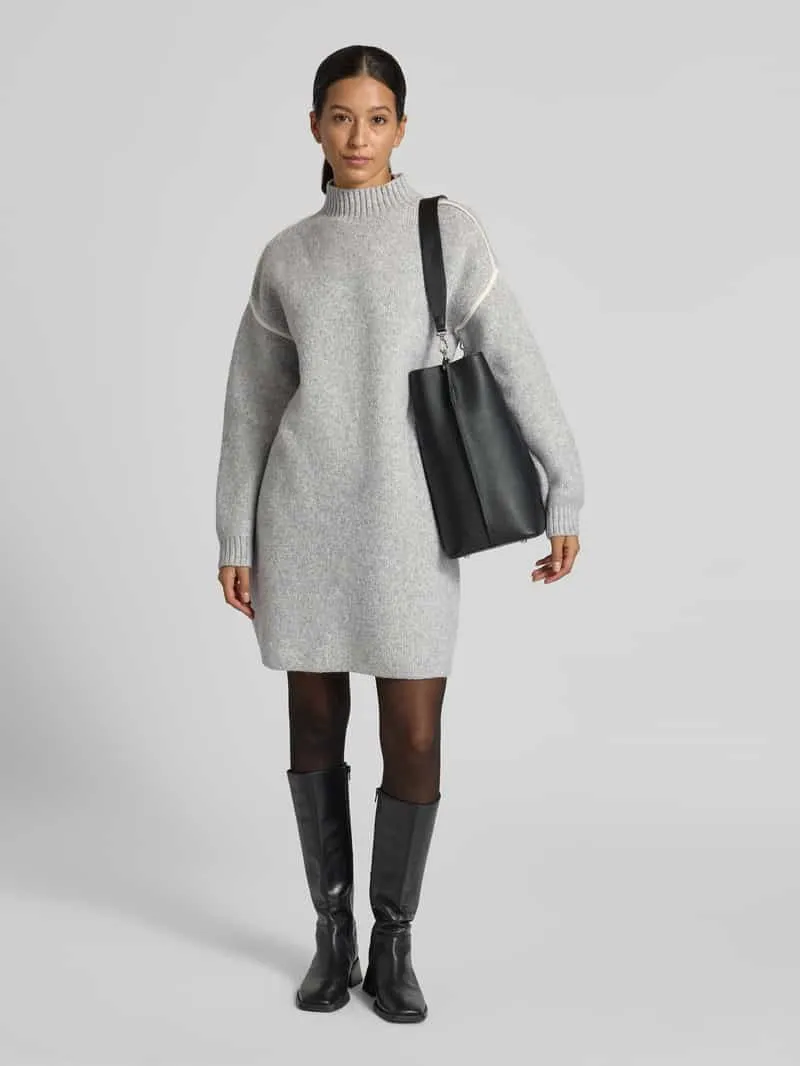 Vero Moda Regular Fit tricotjurk met contrasterende strepen model 'BOOM' lichtgrijs gemêleerd, foto 3