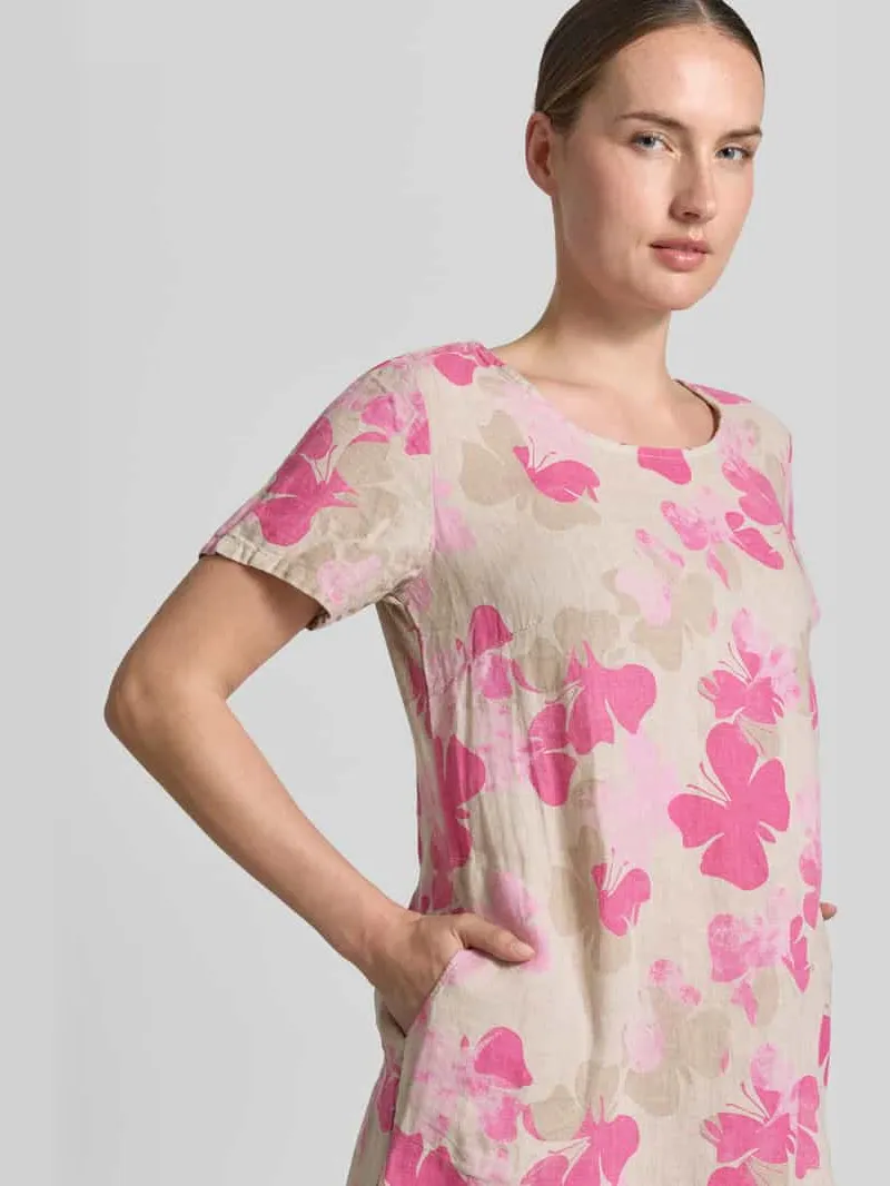ZABAIONE Mini-jurk van linnenmix in all-over look model 'Gl44aniaa' felroze, foto 5