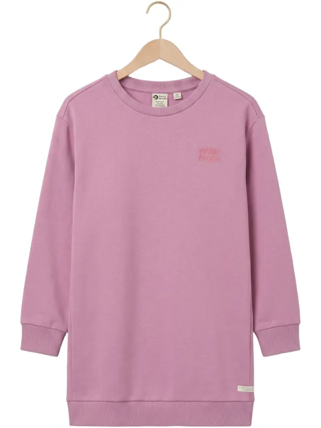 Daily7 Meisjes Jurken Sweat Dress Longsleeve Print - Roze