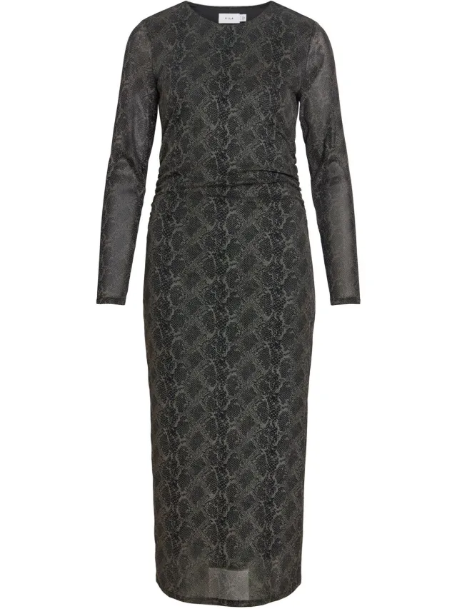Vila maxi-jurk VICARINI Lange mouwen Black Beauty1