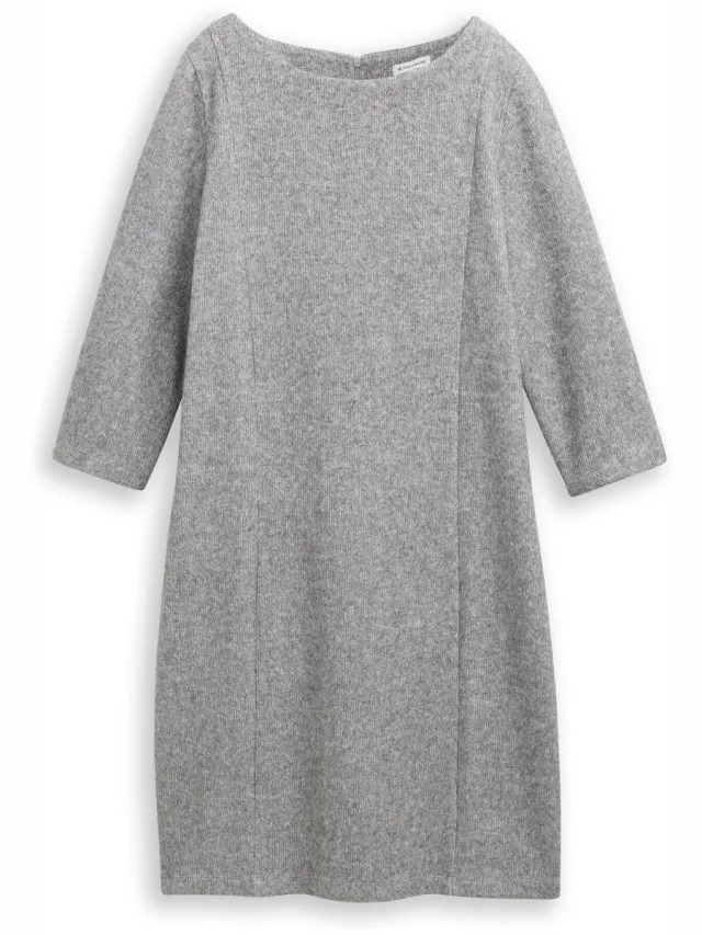 Tom Tailor Comfortabele jurk met 3/4-mouwen - medium silver grey melange
