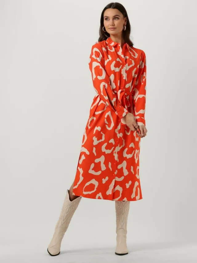 OBJECT COLLECTORS ITEM Object Jacira Tilda L/s Shirt Dress Jurken Dames - Rok - Jurk - Koraal